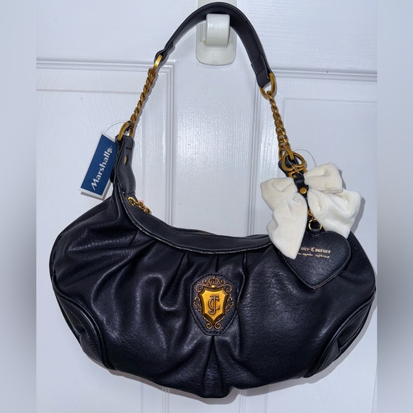Juicy Couture Handbags - NWT Juicy Couture Romance Hobo Shoulder Bag w Bow And Charm in Licorice (Black)